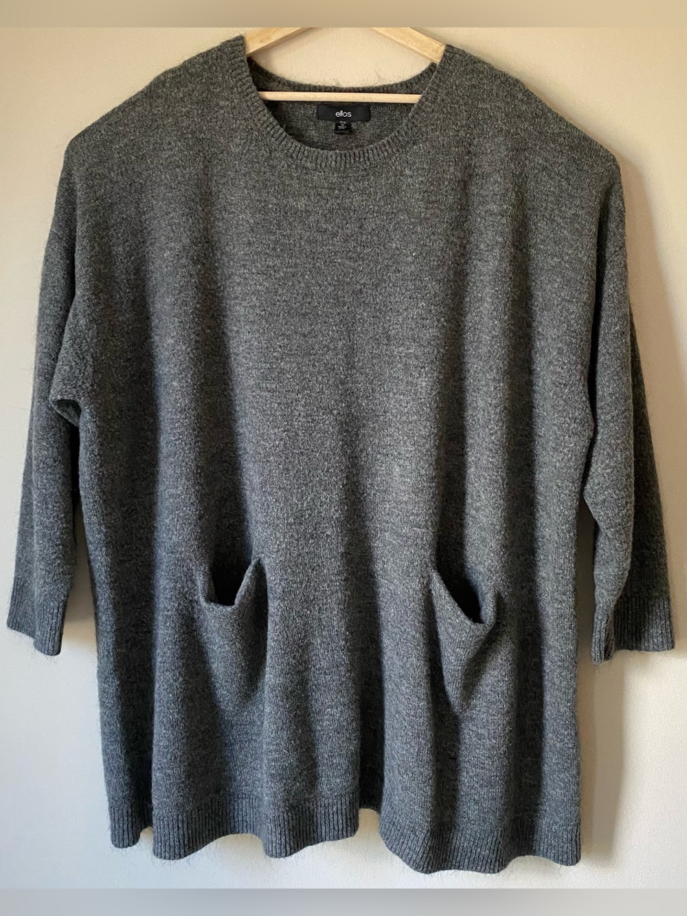 Ellos Mohair Blend Tunic Sweater Womens 3X 30/32 Gray Pockets Slouchy Grunge